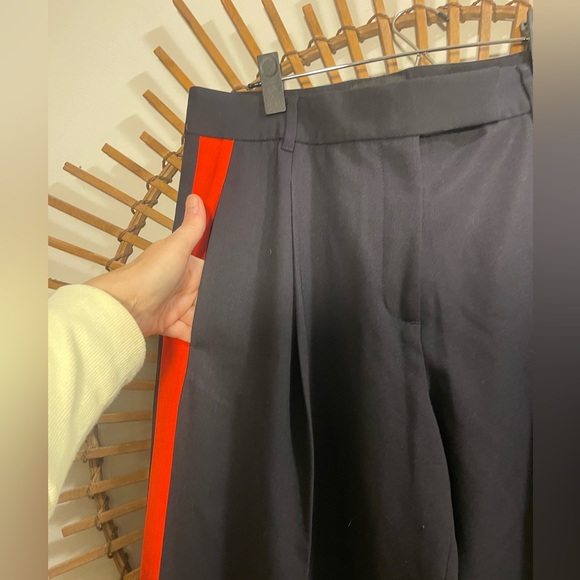 Me + Em Wool Blend Side Stripe Pant Navy Red Sporty Tailored Trouser - Picture 9 of 16